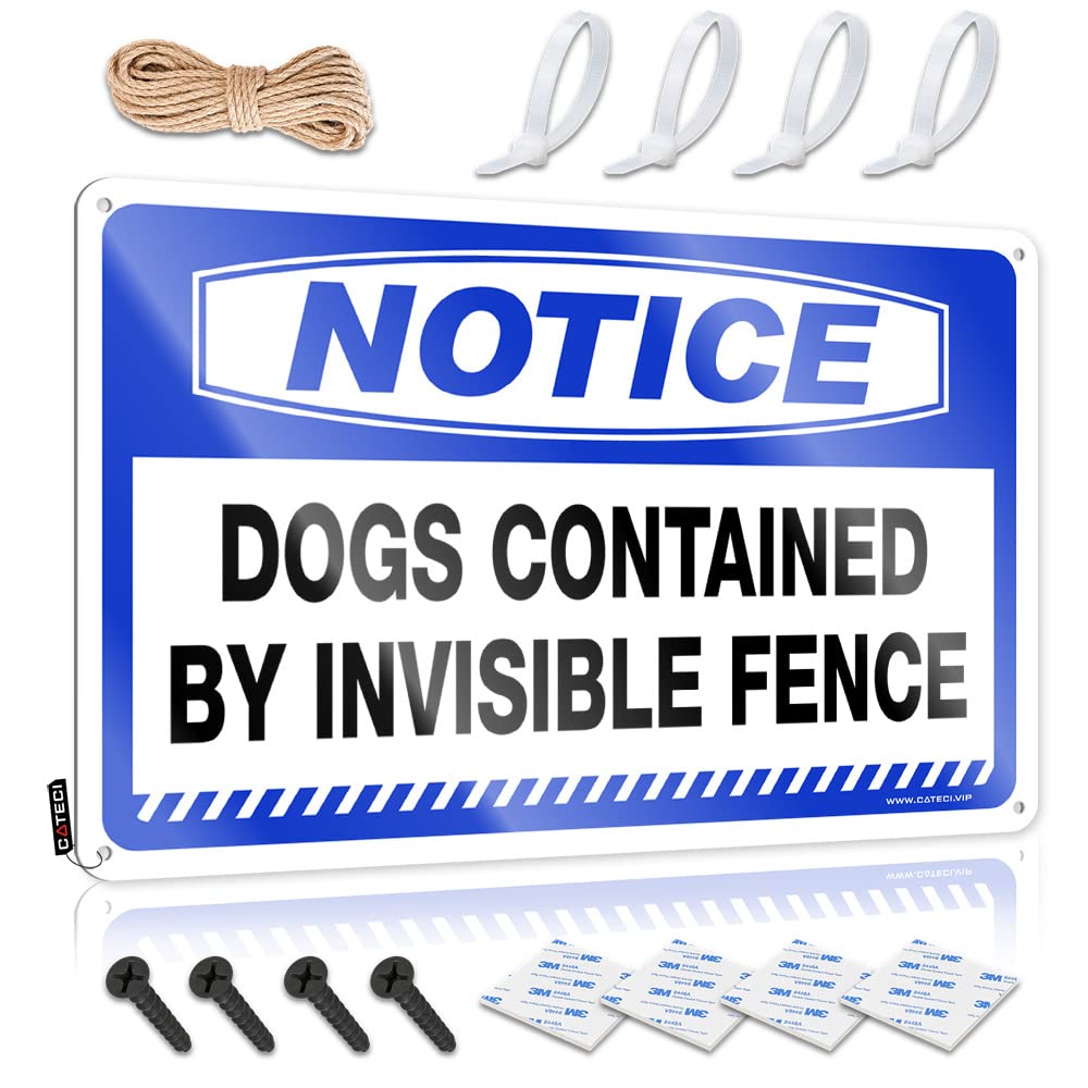 Inappropriate Sign, Bar Room Decor Accessories Notice Dogs Contained By Invisible Fence | Farmhouse Club Decor(20X30CM)