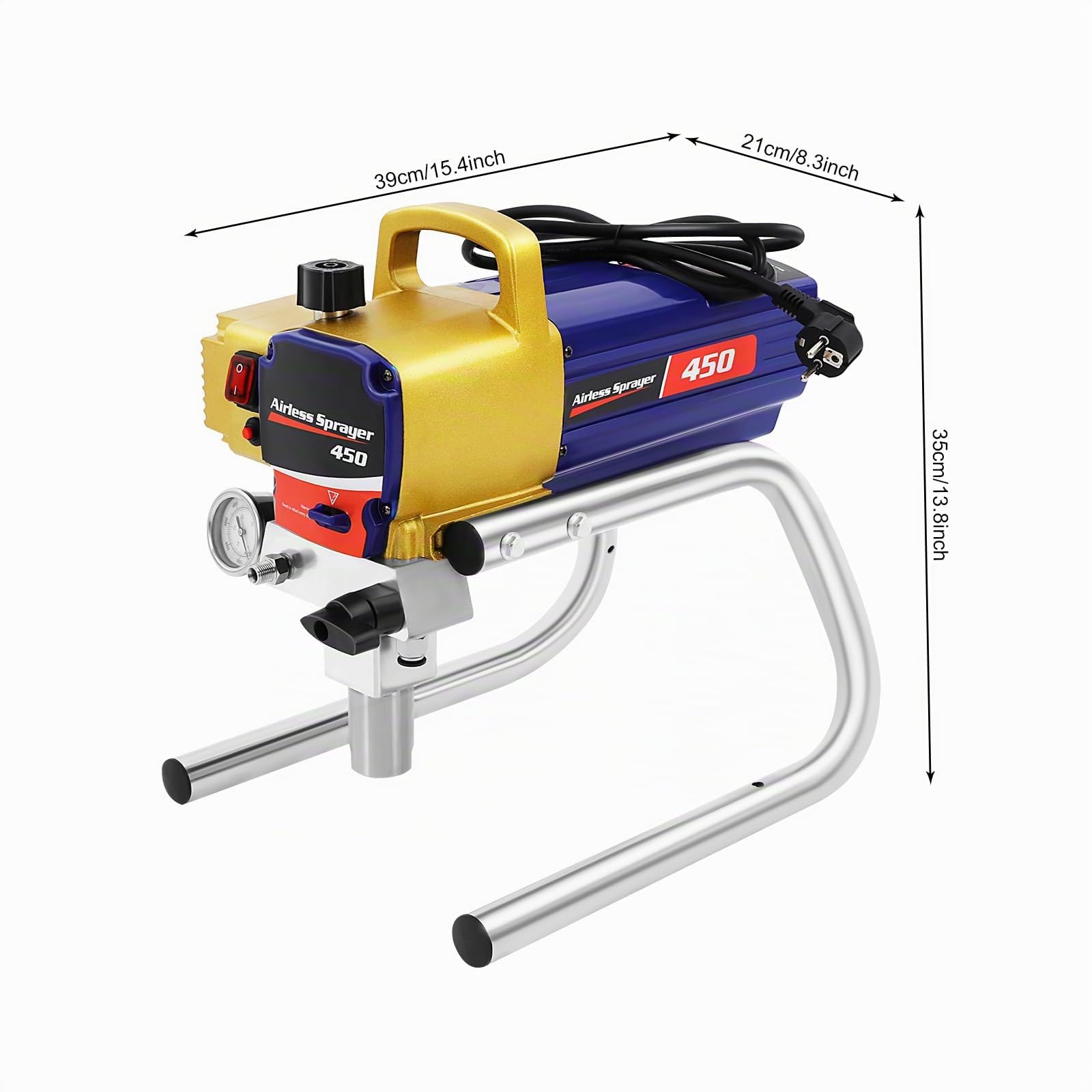 Pulverizador de pintura Airless de alto rendimiento | Sistema de pulverización de pintura Airless | Pulverizador de pintura | Pulverizador con pistola de pintura 517 y manguera de alta presión, para