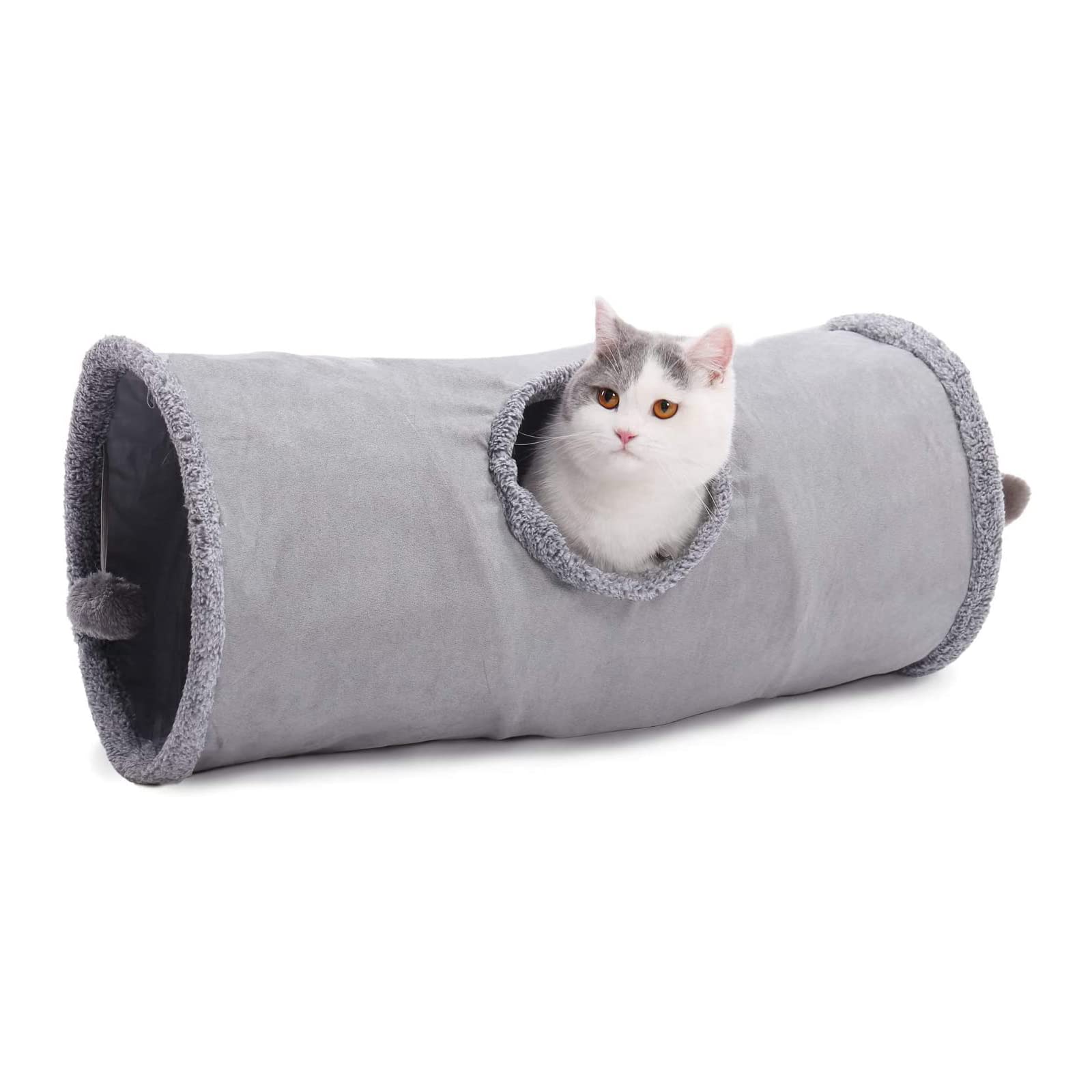 WOOLUCK Túnel de Juguete para Gatos, Juguete Plegable Túnel de Gato, Túnel para Mascotas, con 1 Agujeros y Bola Suspendida (Dia30 * 67 cm)