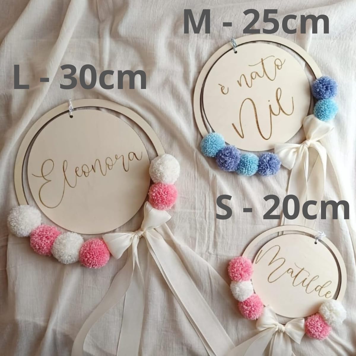 Fiocco nascita personalizzato per nascita bimbo, idea regalo natale per neonato, decorazione speciale cameretta, ghirlanda fuoriporta, annuncio baby shower bimba