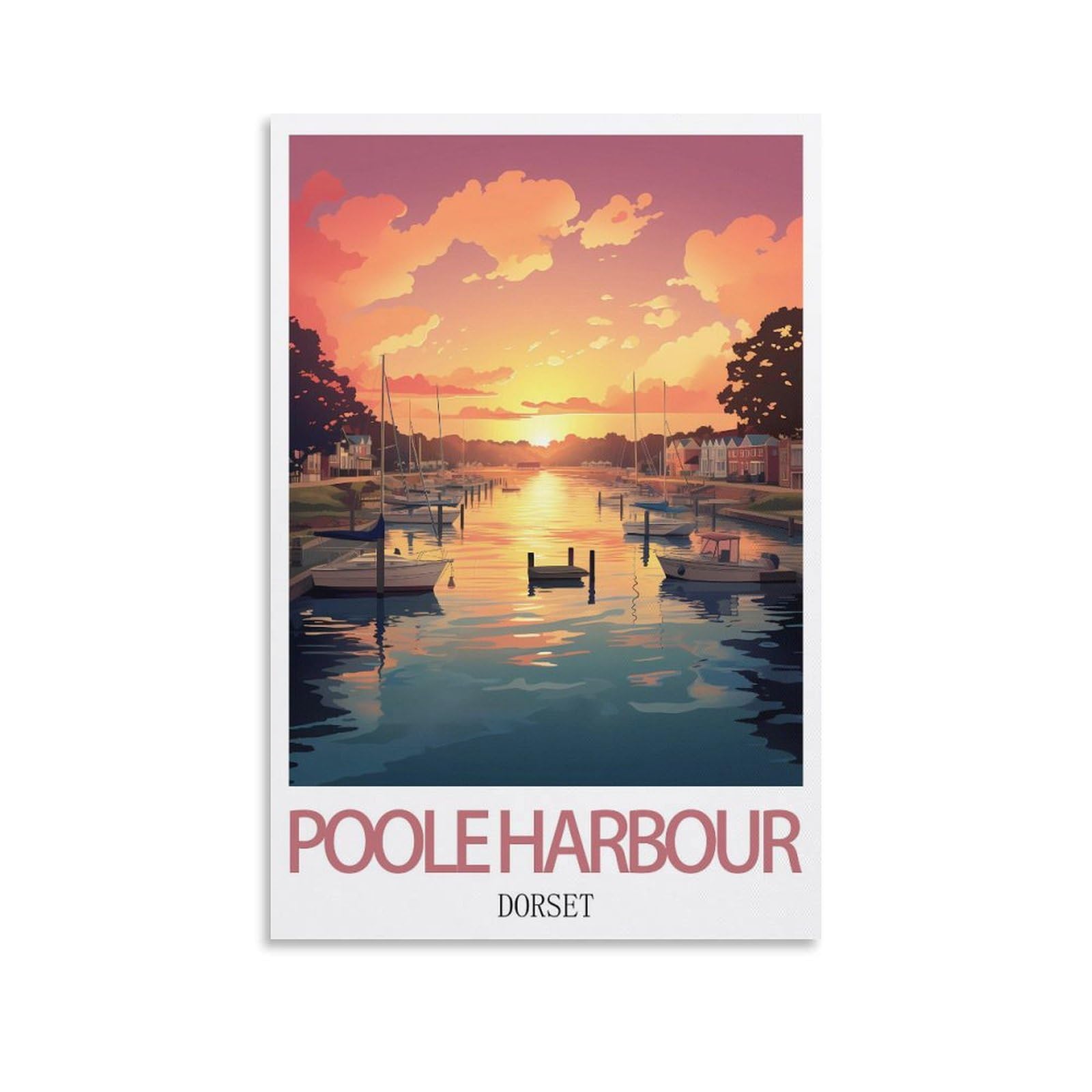 Vintage Metal Tin Wall Sign Poole Harbour Dorset Art Plaque Poster Wall Decor for Home Tool Room Bar Club Restaurant Cafe 15x30cm