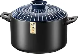 Panela de argila para cozinhar, panela de cerâmica de 1,7 litro para cozinhar com tampa, caçarola de cerâmica, panela de arroz para cozinhar caçarola de cerâmica chinesa, panela de barro, panela de