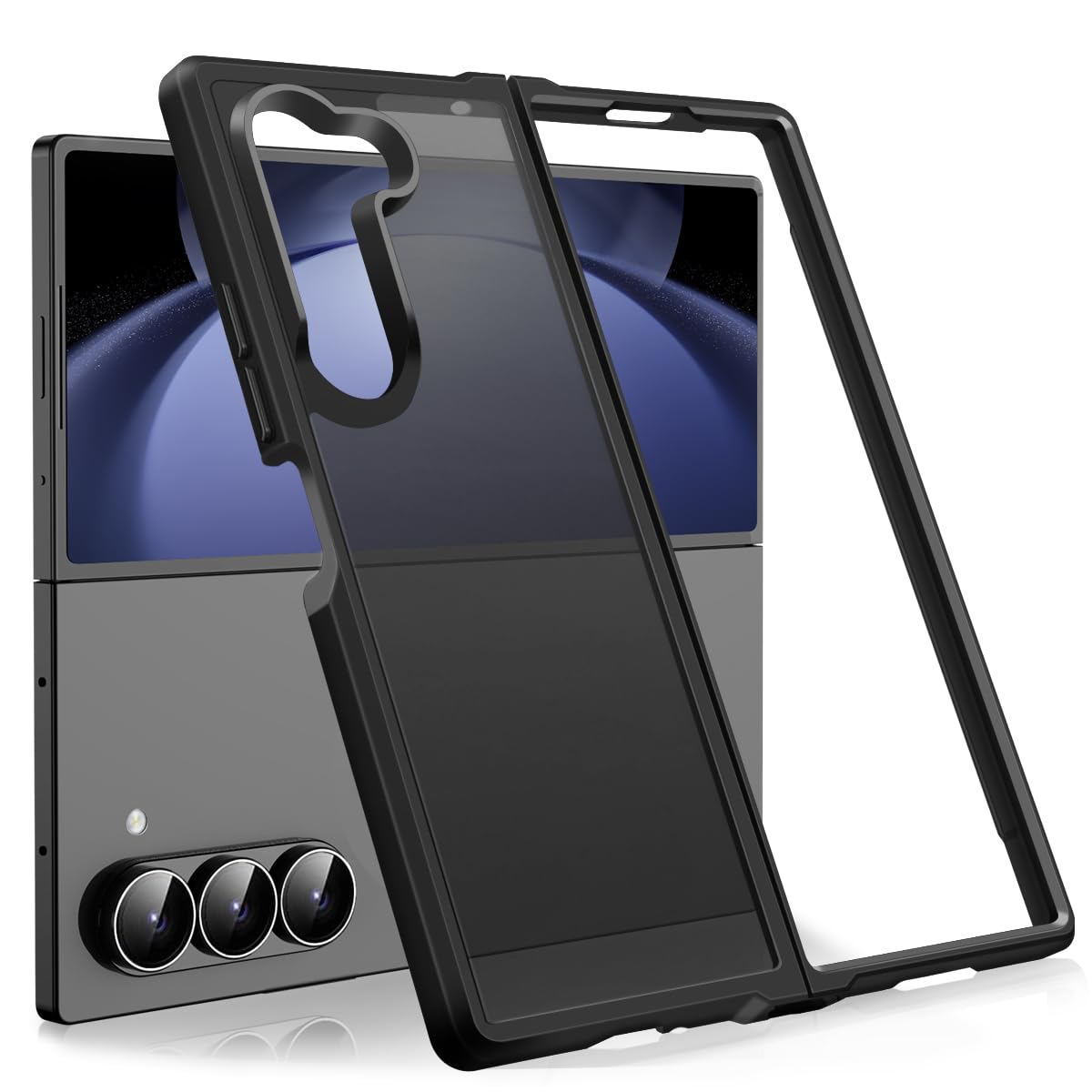MALEWOLF for Samsung Galaxy Z Fold 6 Case, Z Fold 6 Case with Camera Frame Protection, Thin Anti-Scratch PC Matte Translucent Back & Flexible TPU