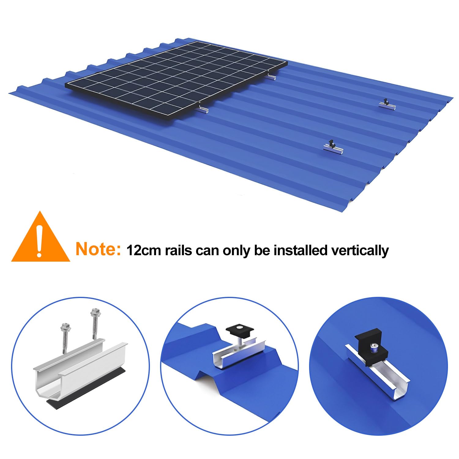Kit di supporto per modulo solare (12 cm) e accessori, fissaggio pannelli fotovoltaici (30 – 35 mm) staffe a l per pannelli solari, centralina solare da balcone, guida a T