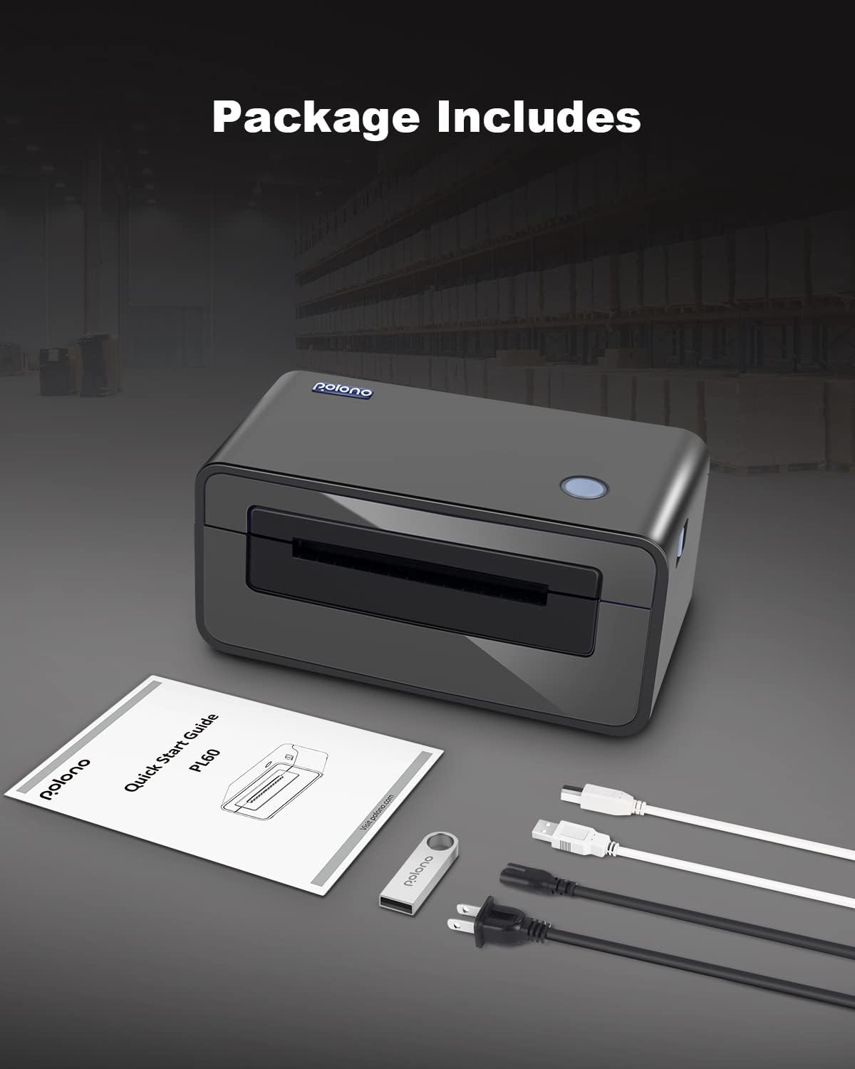 Polono Thermal Label Printer - 150mm/s 4x6 Label Printer for Shipping Packages, Commercial Thermal Label Maker, Compatible with , Ebay, Etsy, Shopify, FedEx, etc, Support Windows and Mac (Gray)