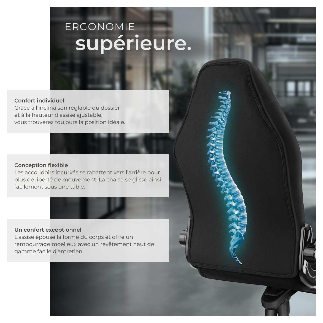 tectake® Chaise de Bureau Chaise Gaming Fauteuil de Bureau Fauteuil pivotant Design 360°, Siege Ergonomique, Fauteuil avec Accoudoirs Rabattables, Appui-tête rembourré, Roulette Teletravail - Noir