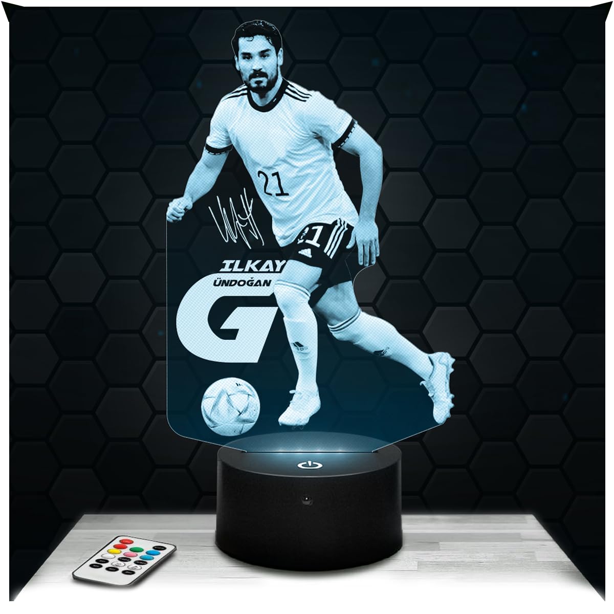 Lampephoto.fr - Ilkay Gundogan Football 3D Lamp, Night Light 3D LED Illusion Lamp, Football Player, Sports Object Athlete, Gift idea for Sporty Men, Night Light for Children's Bedroom, Gift idea