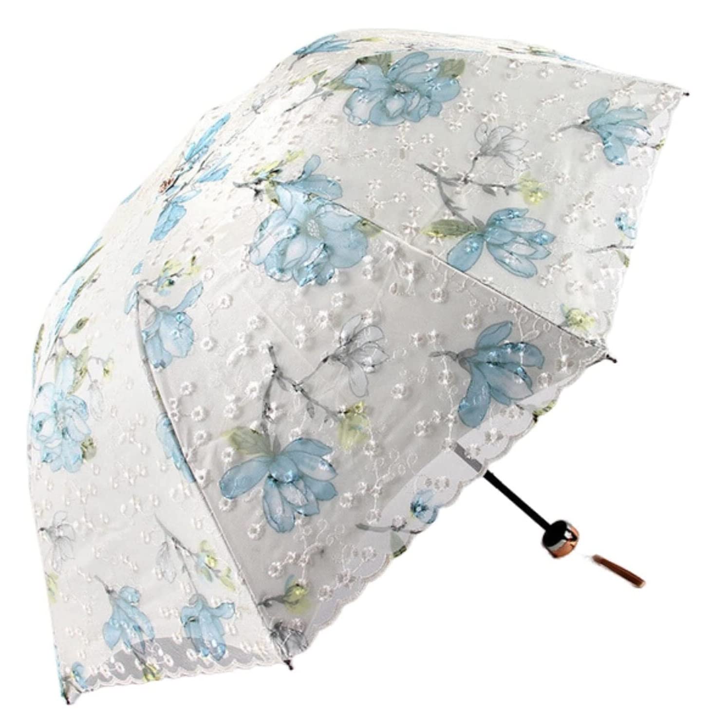 Parasol Podróżny Haftowany Koronkowy Składany Parasol Dwuwarstwowy Podróżny Przenośny Parasol Elegancka Dama Parasolka Dla Kobiet Odporny na Burzę (Color : A, Size : 89 * 67cm)