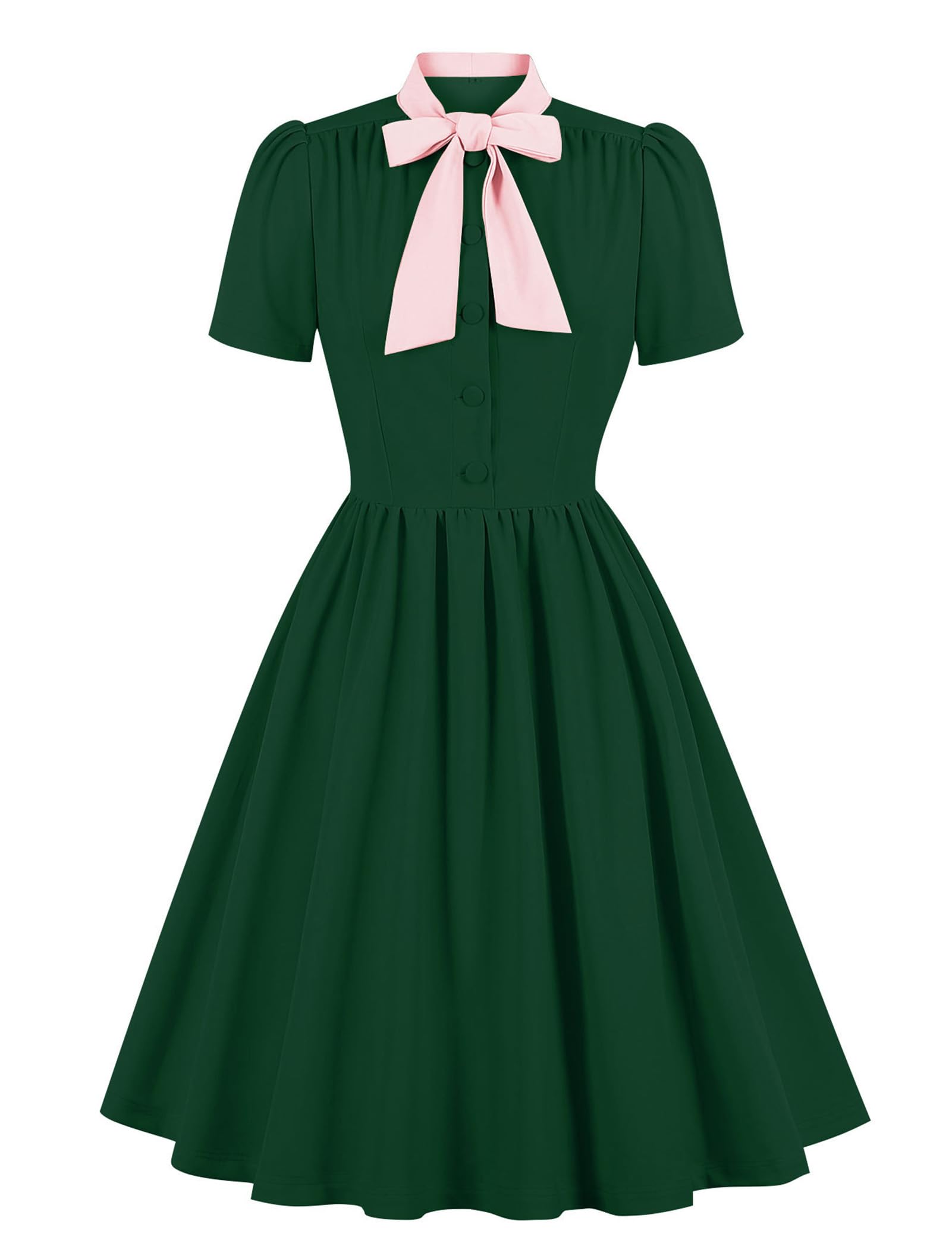 Robe à col nœud papillon pour femme, robe rétro des années 50, robe de cocktail, robe trapèze des années 50, pour le bureau, le travail, la soirée, le bal des finissants