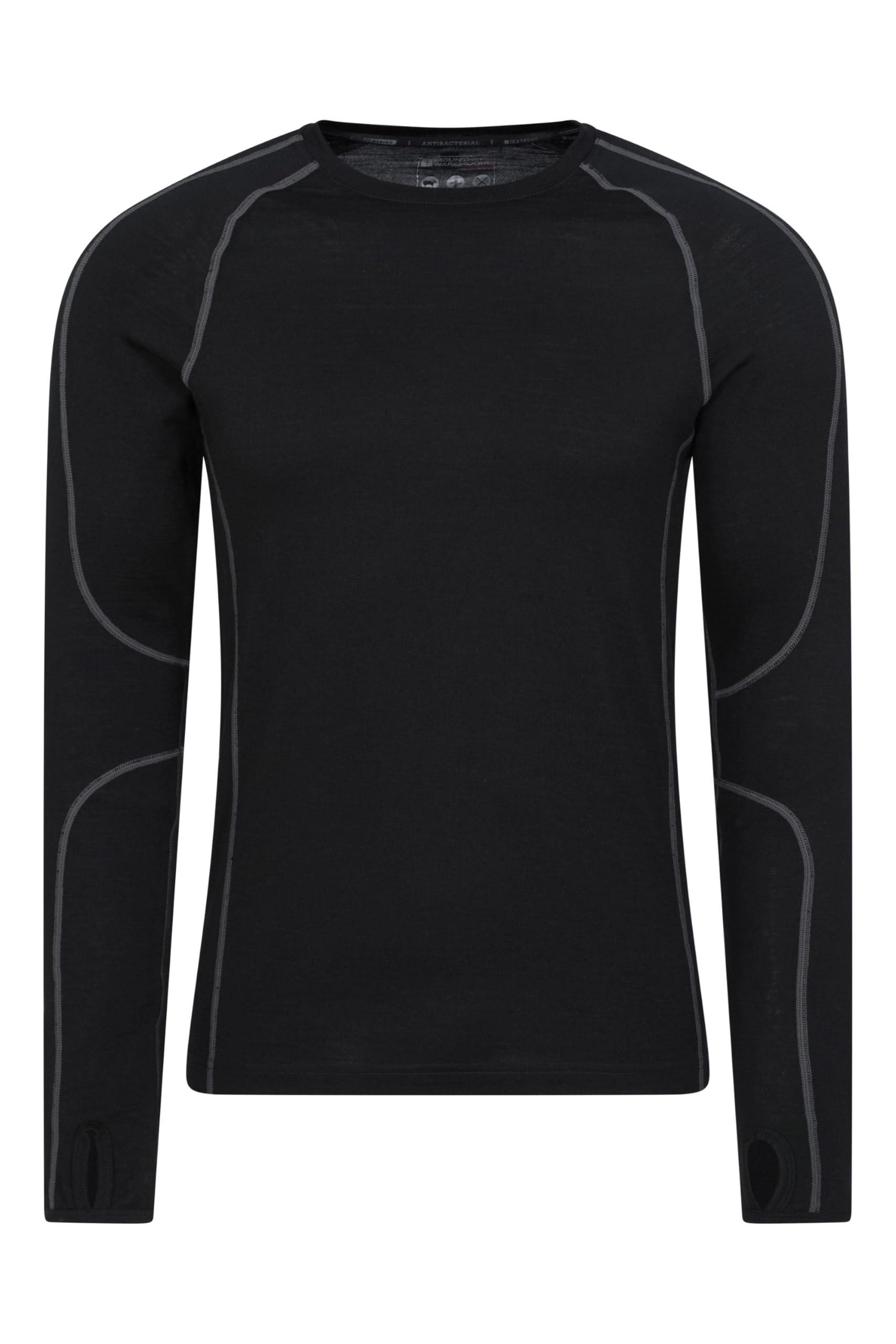Mountain Warehouse Asgard Mens Merino Top & Pant Set - Moisture Wicking & Quick Drying Top - Spring Summer, Outdoors, Travelling & Hiking Jet Black 3XL