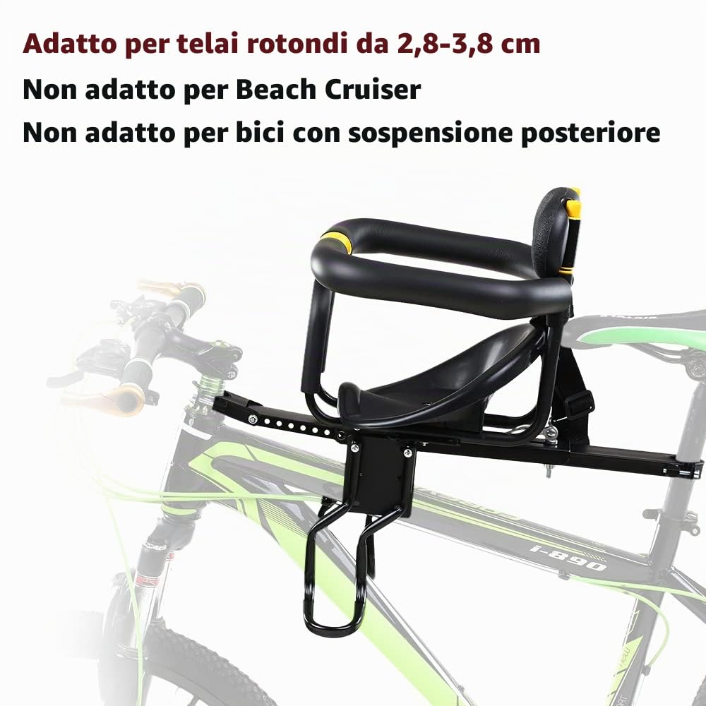 Seggiolino Bici Anteriore Per Bambini Irfora – Sella Con Schienale E Pedali Regolabili, Fino A 25 Kg, Per MTB E Bici Da Città