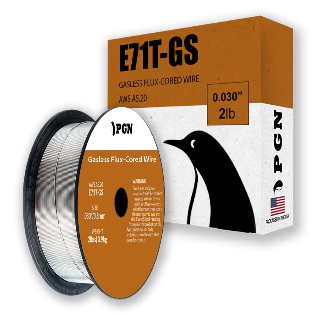 PGN Flux Core Wire .030 - E71T-GS .030 Inch, 2 Pound Spool - Gasless Mild Steel Welding Wire with Low Splatter - For All Position Arc Welding
