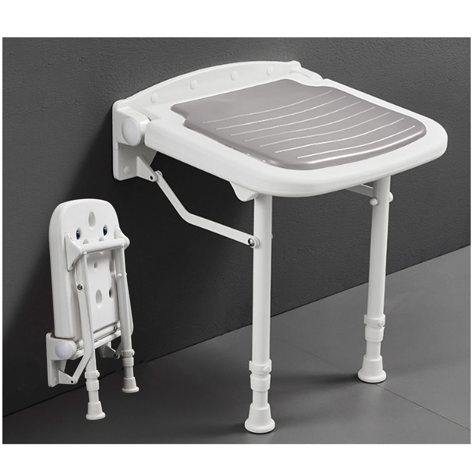 Asiento de Ducha Abatible con Patas, Asiento de Ducha Abatible Taburete de Seguridad para Bañera de Baño con Patas/Gray