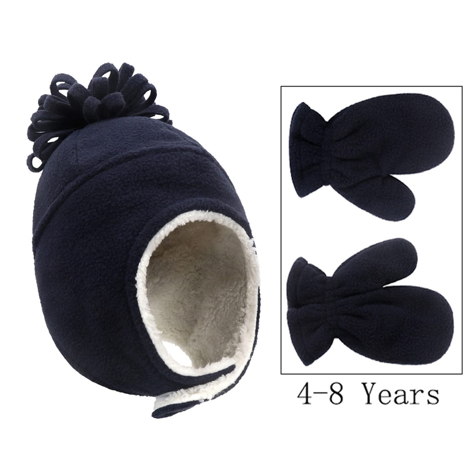 Gorro de Invierno Cálido Pack de 2 Cálidos Guantes de Invierno Fijo Y para Niños Gorros Gorros de Lana Gorros de Hombre Invierno/Navy/L