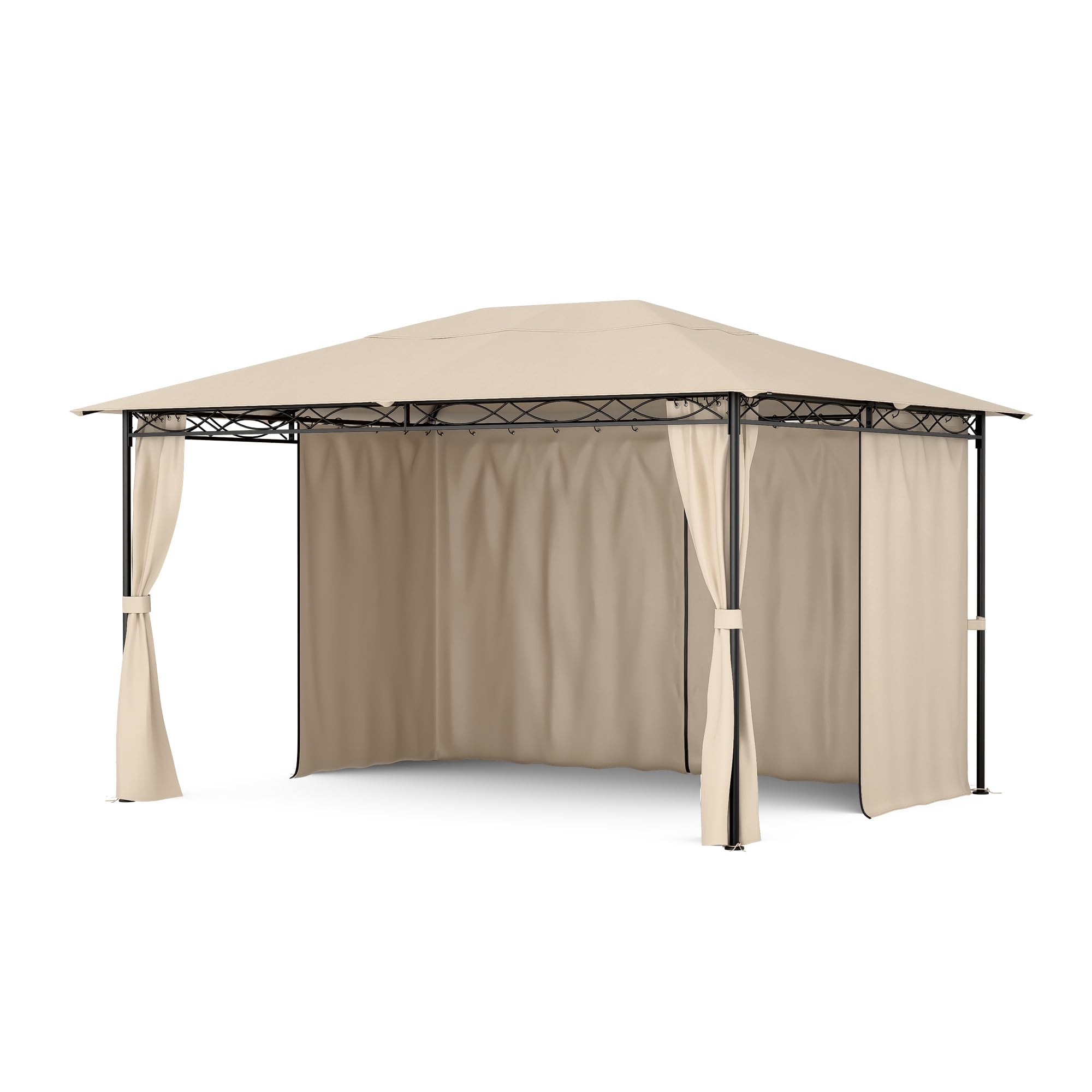 Blumfeldt Mondo Pavillon 3x4 – Stahlrahmen, Mit Vorhängen, Wetterfeste Überdachung