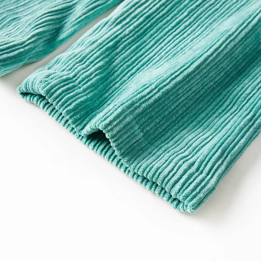 Pantalones infantiles de pana verde menta para niños y niñas, cómodos pantalones de tela elástica con cintura elástica, pierna ancha, dos bolsillos, adecuados para el día a día, escuela