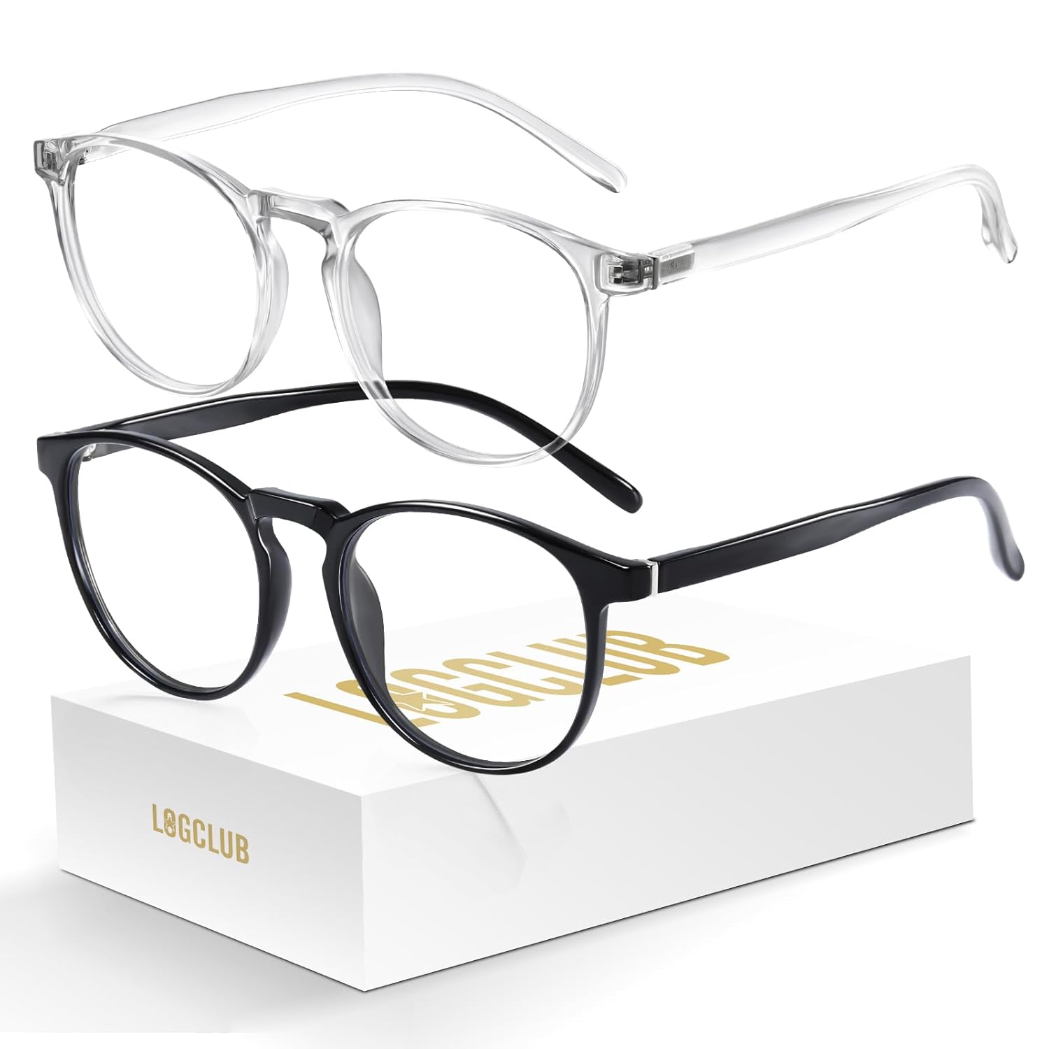 logclub Blue Light Glasses For Woman Men Blue Light Blocking Glasses Retro Round Anti Eyestrain Computer Glasses