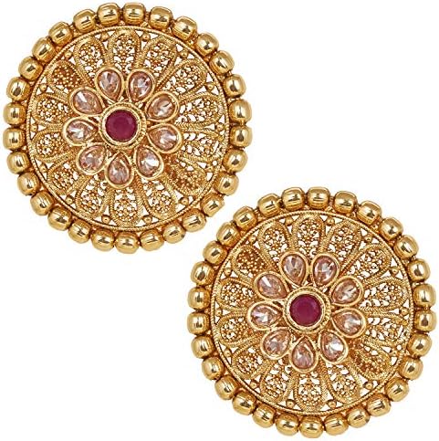 Bodha Traditional Indian 18K Gold Plated Pure Copper Kundan, LCT, Pearls and CZ studded Traditonal Ethnic Stud Eaarrings for Women (SJ_1724)