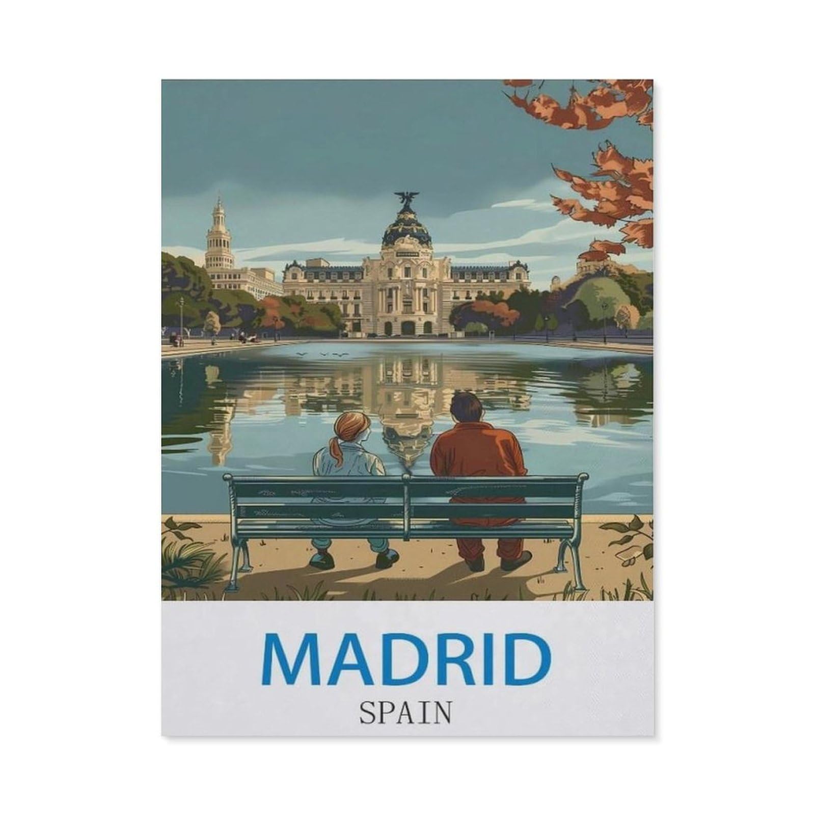 Madrid Spain，Tin Signs Funny Vintage Metal Sign Plaqu Poster Wall Art Pub Bar Kitchen Garden Bathroom Home Decor(15x30cm）6x12 inch-ED37