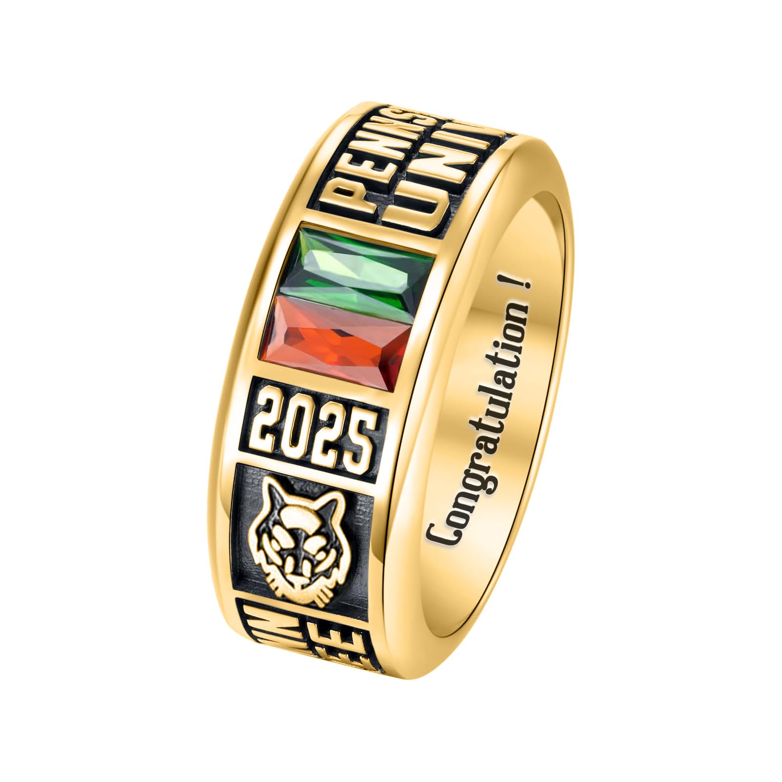 3UMeter Custom Class Rings for Women Men 925 Sterling Silver High School College University Graduation Rings for Women 2026 Personalized Graduation