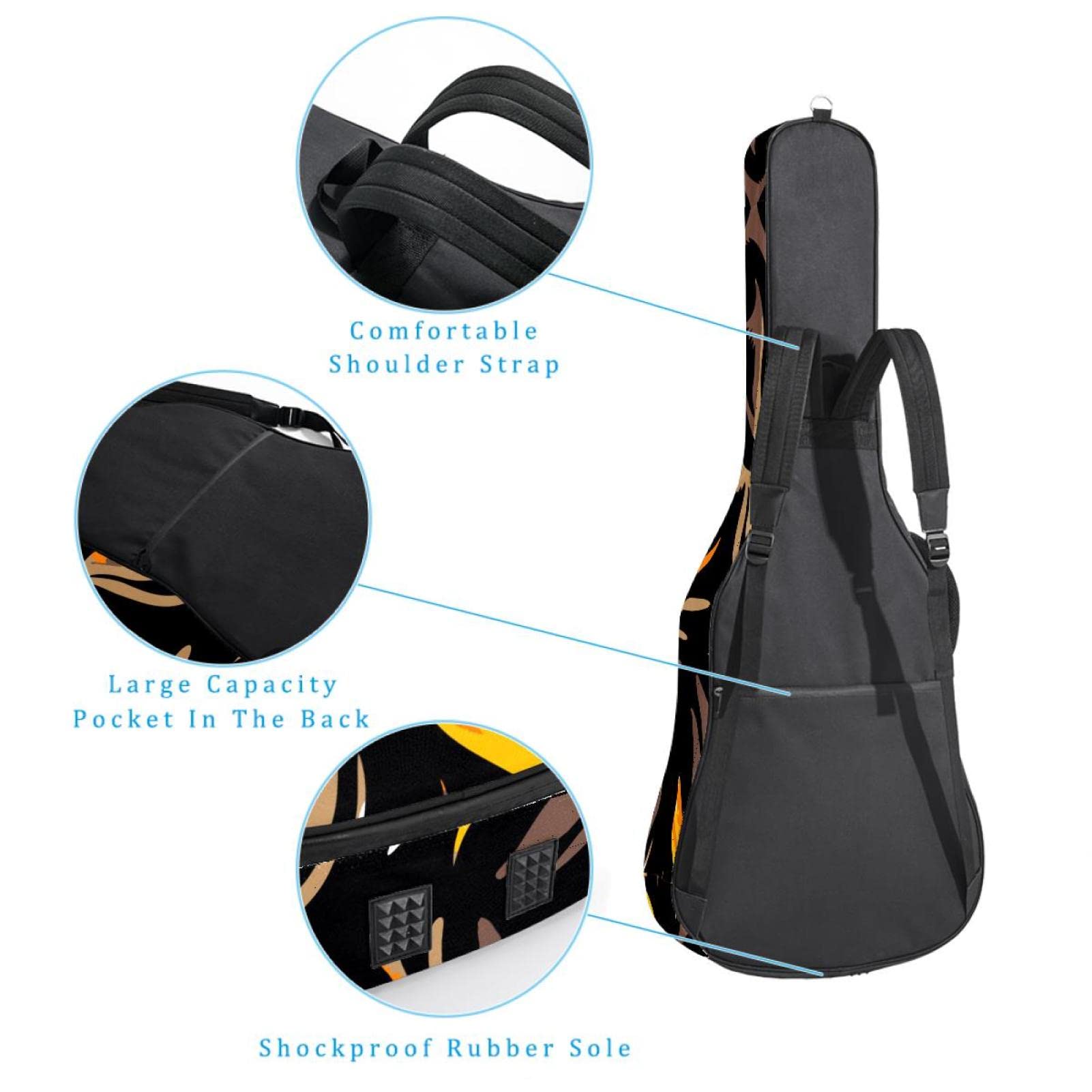 Torba na gitarę akustyczną wodoodporna gitara plecak gruby miękki wyściełany płaski 'Happy Easter Bunny Egg' klasyczna gitara etui, Kolor7, 42.9x16.9x4.7 in, Organizer do torby