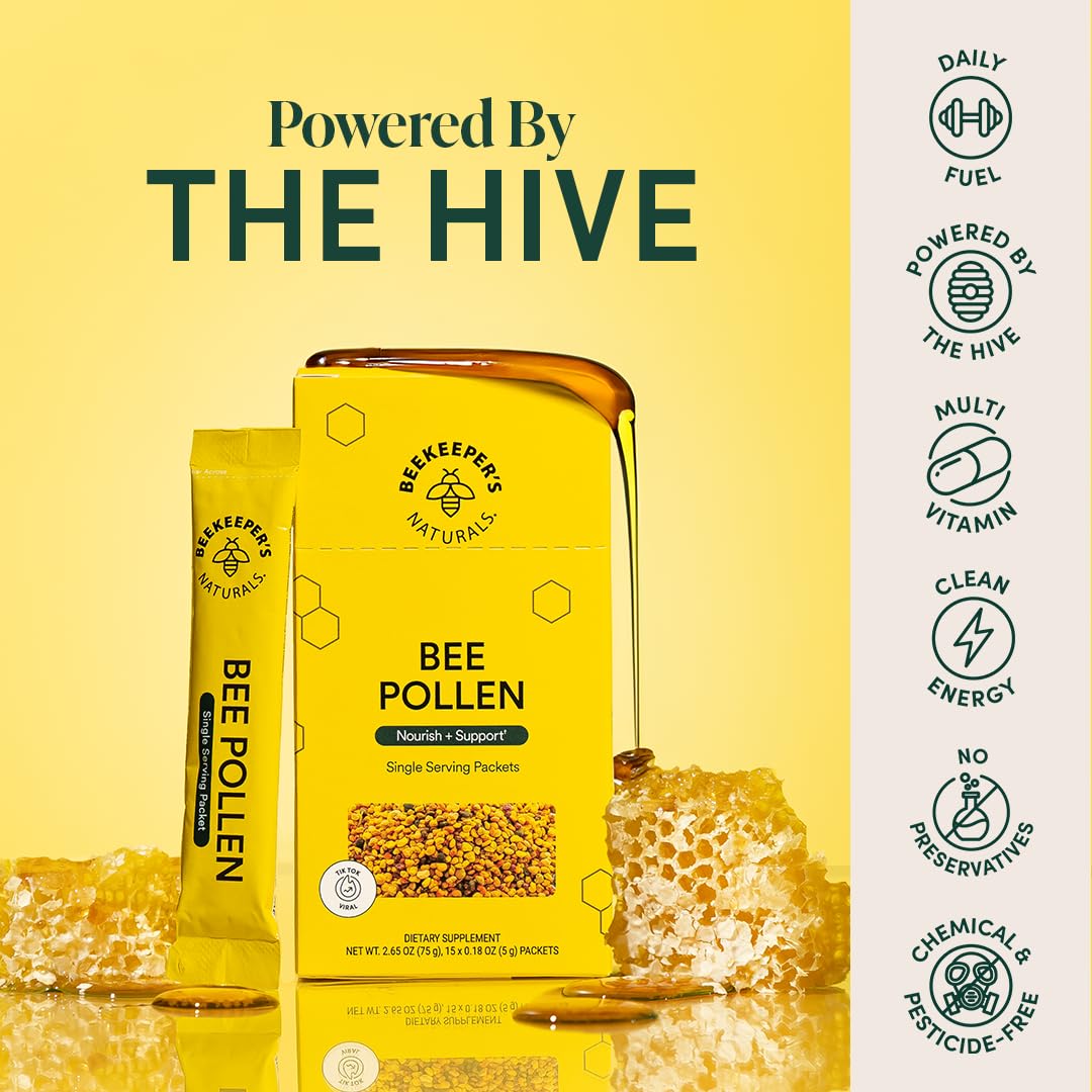 Beekeeper's Naturals 100% Raw Bee Pollen Stick Packs, Amino Acids — Amazon image 3