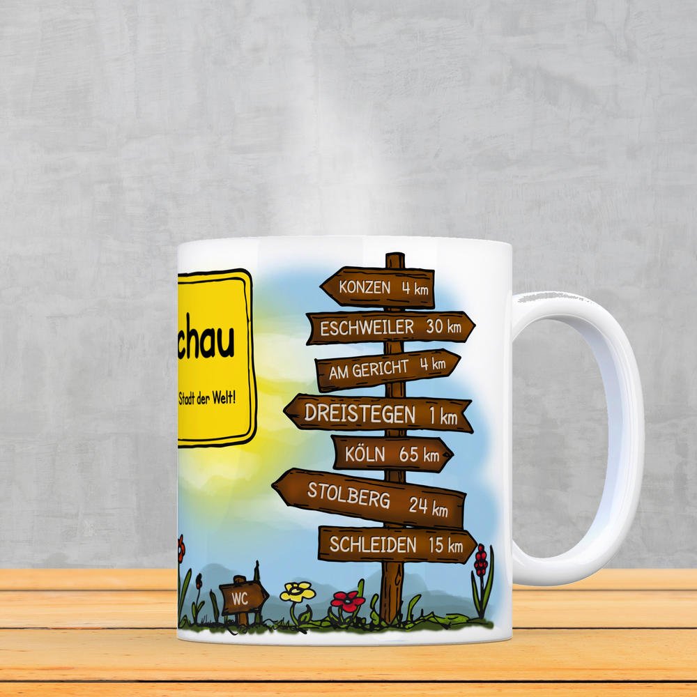Pritzwalk Kaffeebecher „Einfach Die Geilste Stadt Der Welt“ – Lustiger Keramikbecher 300 Ml Mit Entfernungswegweisern Für Lokalpatrioten
