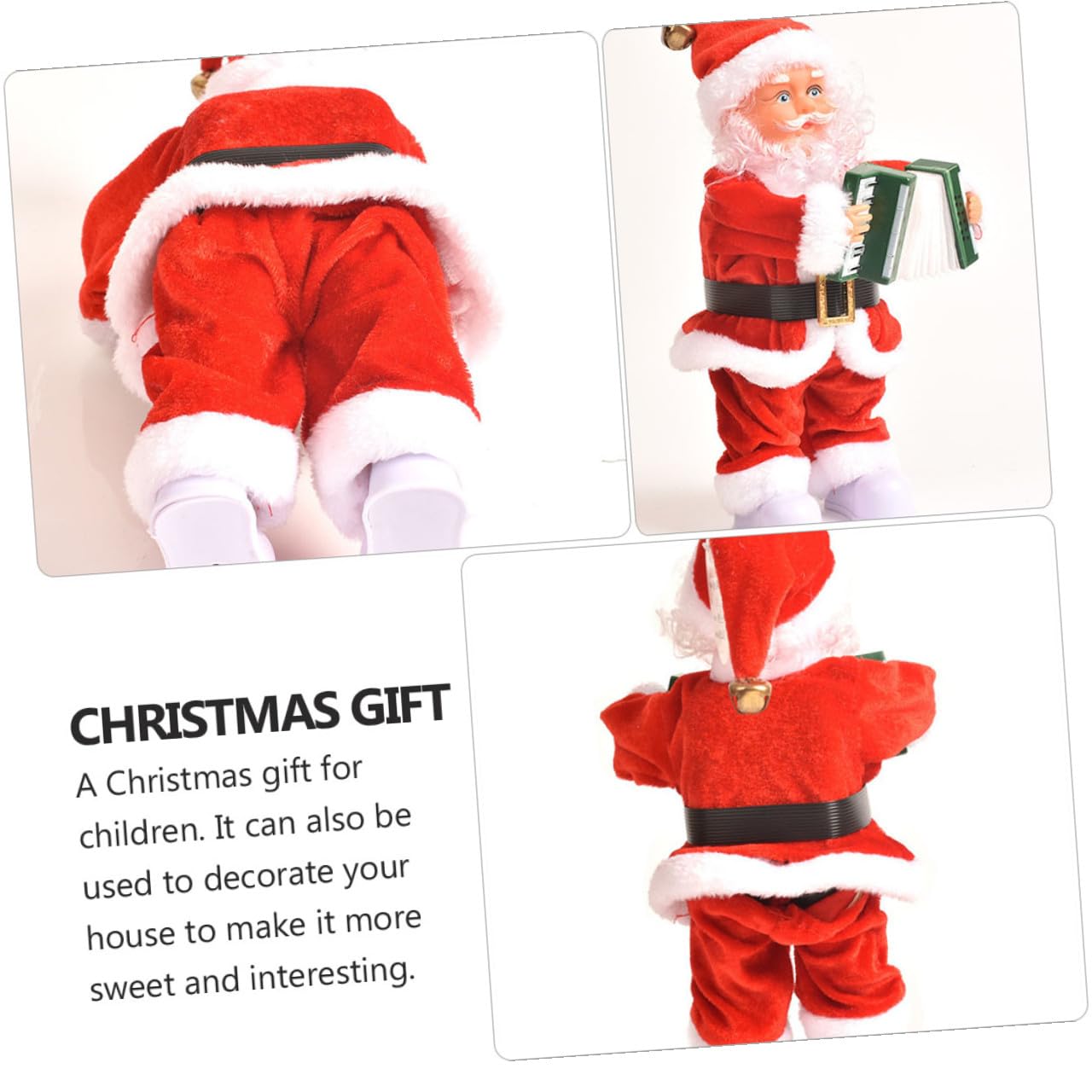 Papá Noel Eléctrico Rojo Juguete Navideño para Adorno Navideño de Plástico y Tela Decoración de Navidad sin Batería Obsequio Festivo para Hogar y Fiesta