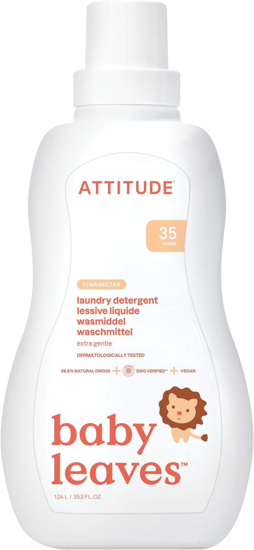 Attitude laundry liquid natural, 35 loads pear nectar, 1.05 l