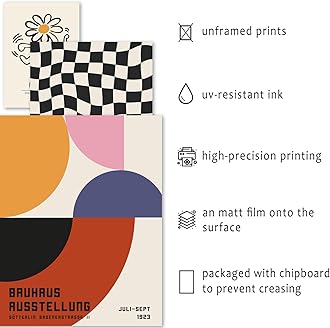 ANERZA 16 PCS Eclectic Wall Art Decor, Modern Maximalist Wall Prints for Bedroom, Bauhaus Posters for Room Aesthetic, Retro Abstract Wall Collage Kit for Living Room, Funky Dorm Gallery Home Decor