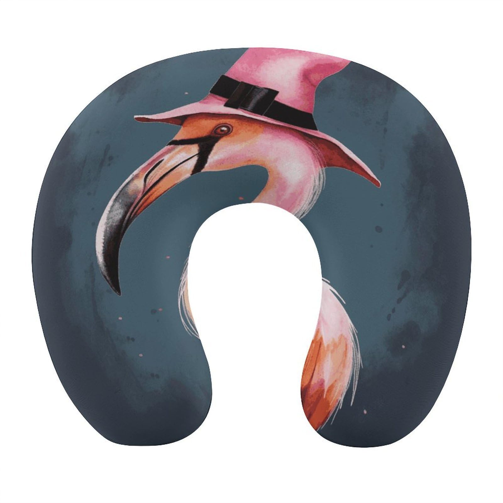 Btcowzrv Style Halloween Flamingo Witch Hat U Shaped Neck Pillow Travel Pillows
