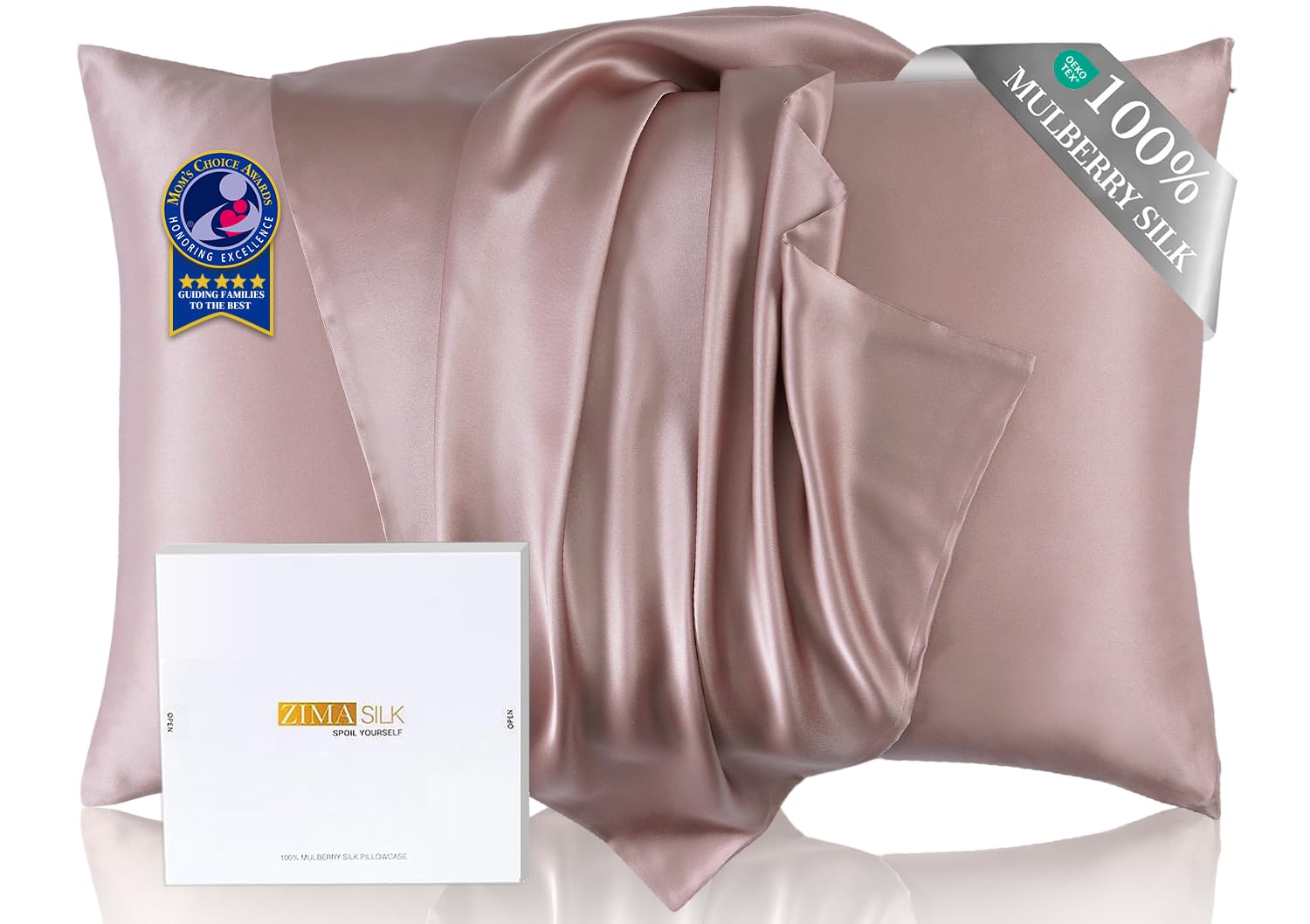 ZIMASILK Upgraded 100% Mulberry Silk Pillow Cases, Light Plum, Standard