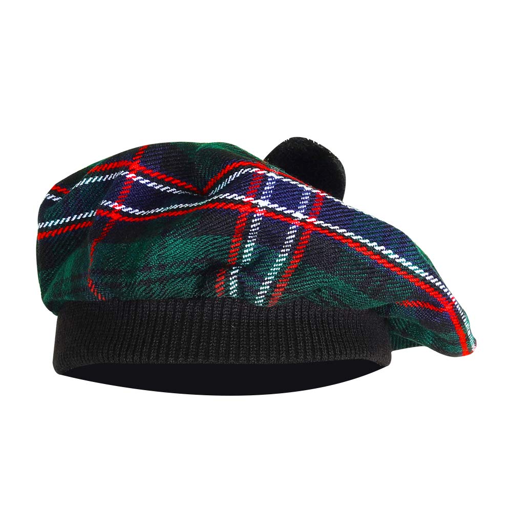 Scottish Traditional Tam o' Shatner Acrylic Wool Tammy Hat Flat Bonnet Kilt Many Tartans