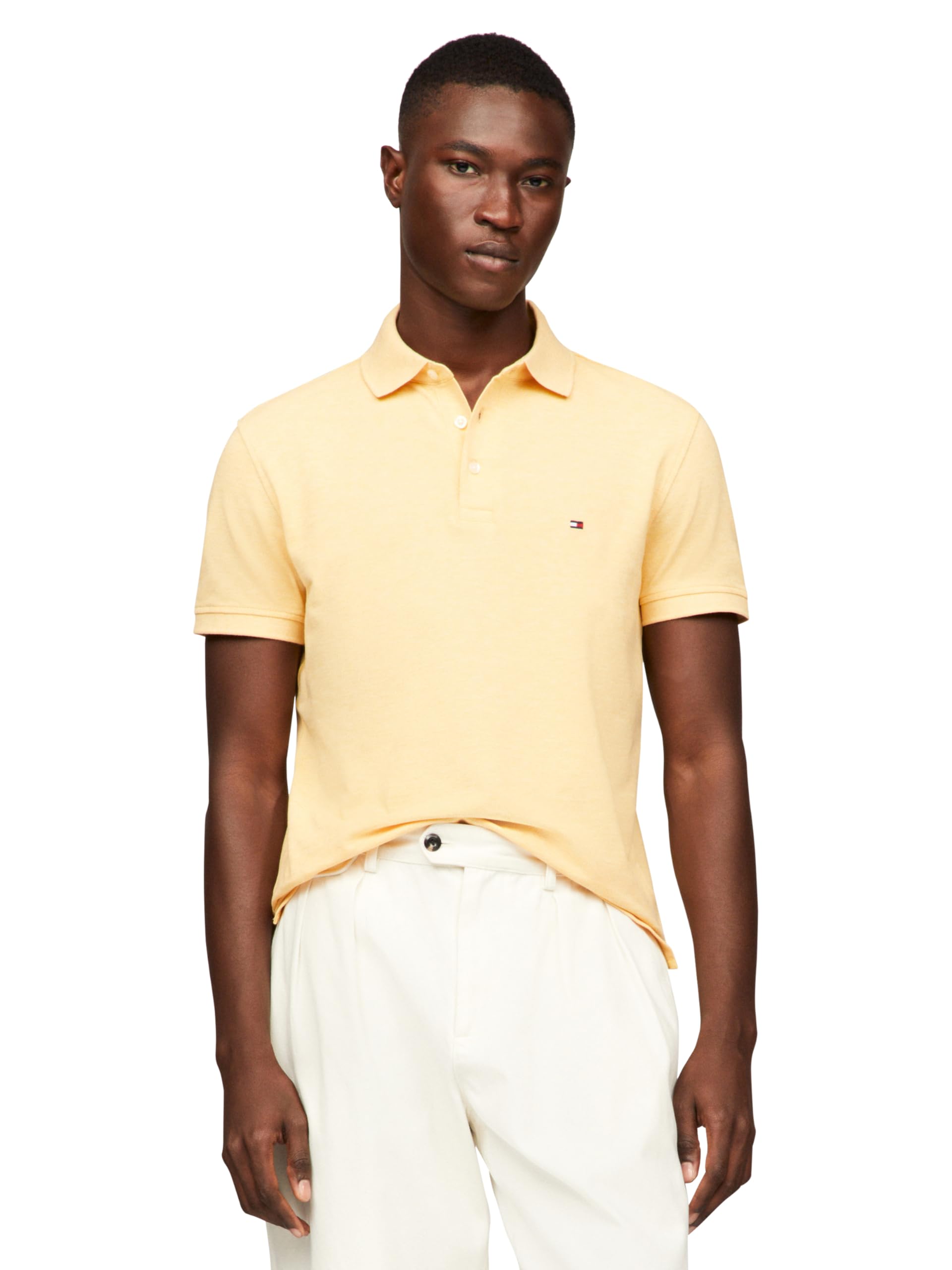 Tommy Hilfiger Men's Short Sleeve Polo Shirts in Slim Fit with Stretch and Organic Pique Cotton