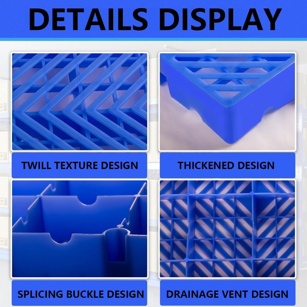 4pcs Plastic Pallets, Nestable Blue Polyethylene Pallets, Breathable Grid Ventilation Pallets, for Kitchens Supermarket Basement Storage Warehouse,60 * 40cm