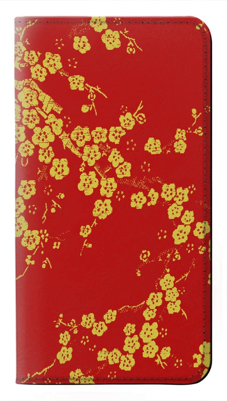 Étui flip iPhone soie fleurs cerisier housse cuir graphique - 5