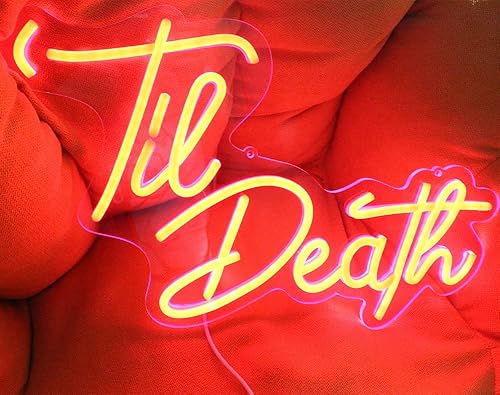 Til Death - Letrero de neón LED rojo para boda, fiesta de cumpleaños, decoración de pared, luces iluminadas para dormitorio, sala de estar,