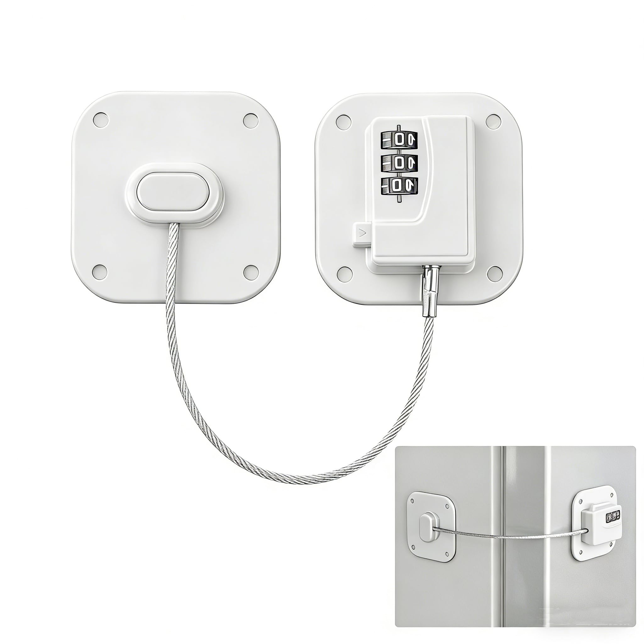 COAFTUG Refrigerator Locks with Password Fridge Locks Combination Self-Adhesive Fridge Freezer Child Safety Lock with Code White Childproof Locks