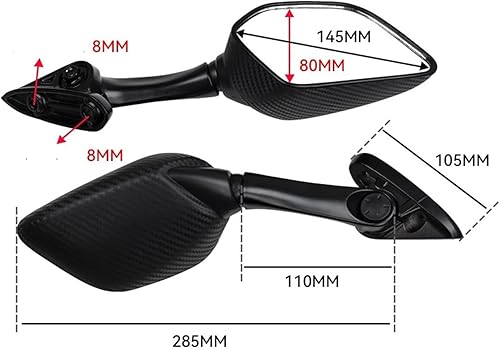 Miniatura 5 de Para Yamaha espejo lateral de motocicleta para Xmax 300 400 125 250 2017 2018 2019 negro plástico espejo retrovisor Accesorios