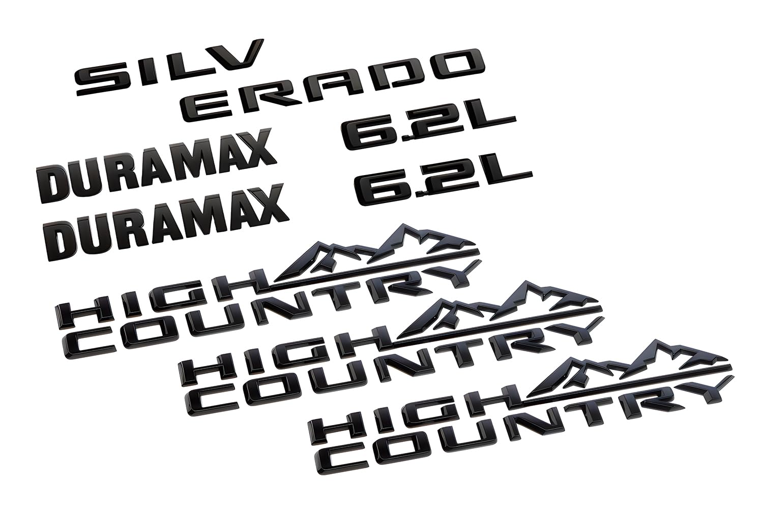 8 targhette di ricambio per logo laterale Duramax da 6,2 l, per Silverado High Country 2019-2024, 84978012, nero lucido
