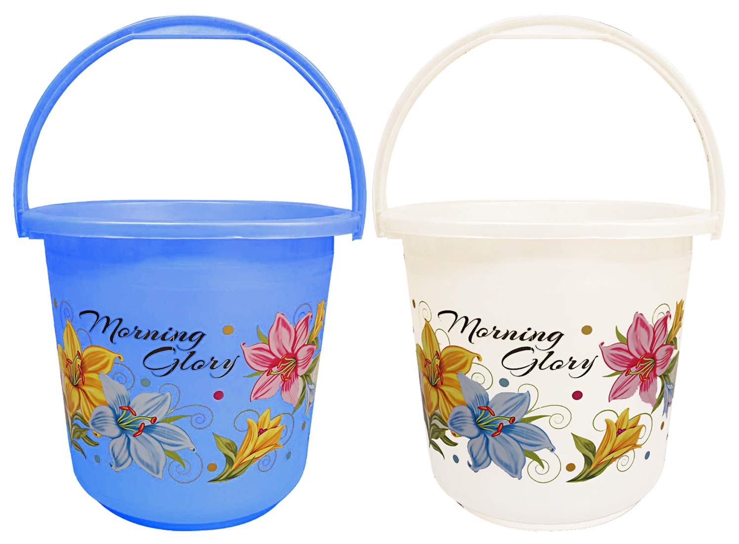 Kuber Industries Floral Print 6 Pieces Unbreakable Strong Plastic Bathroom Bucket 16 LTR (White & Blue) -CTKTC42872 (B084HY7D3V) Amazon Price History, Amazon Price Tracker