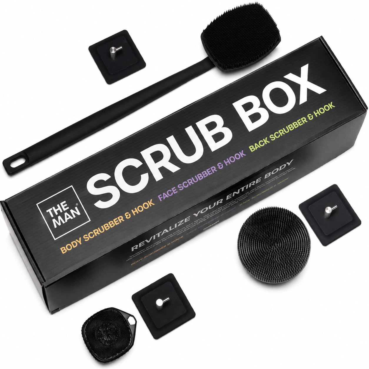 The Man Scrub Box - Complete Shower Scrubber Set for Men