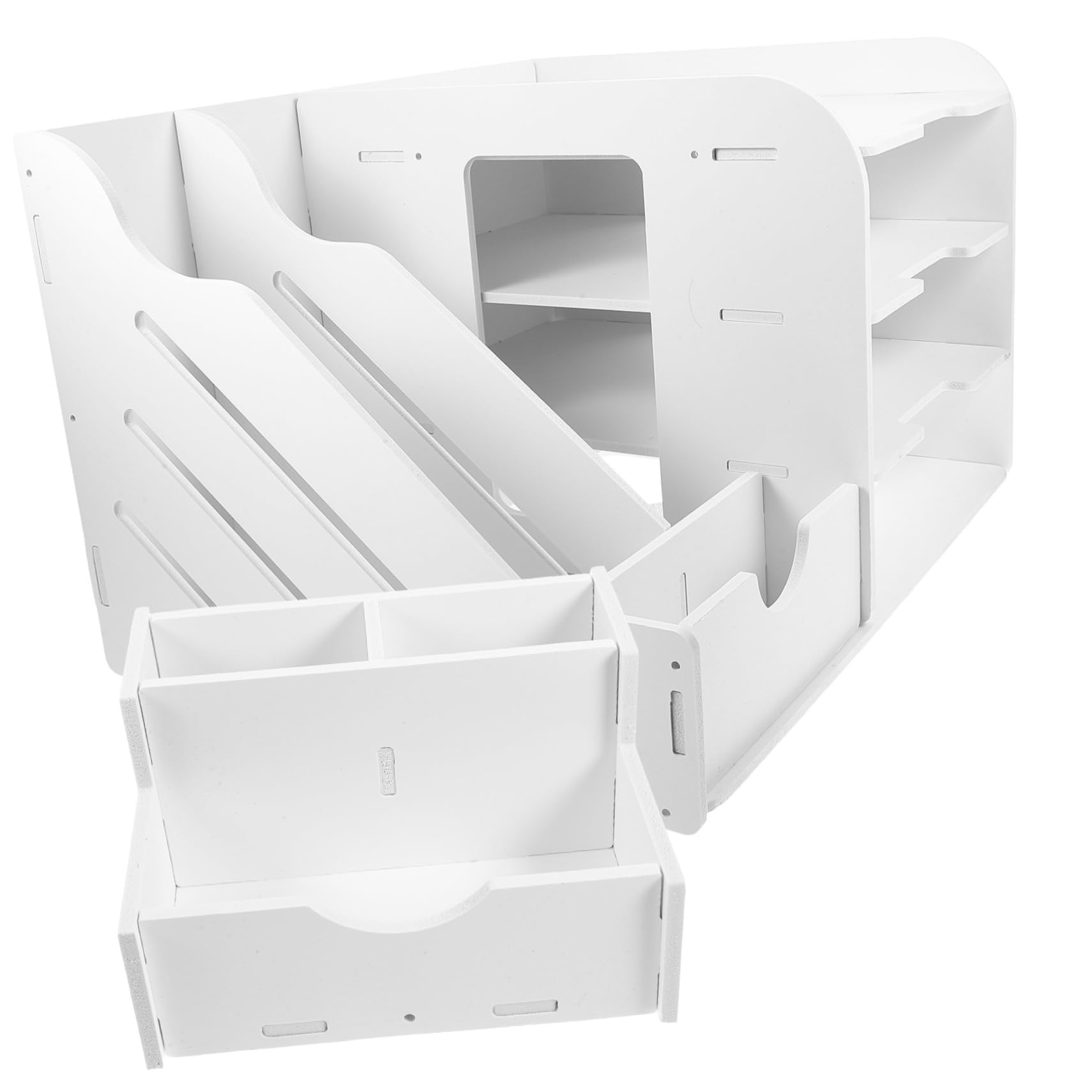 Organiseur de Bureau à 4 Niveaux en Bois-plastique Blanc