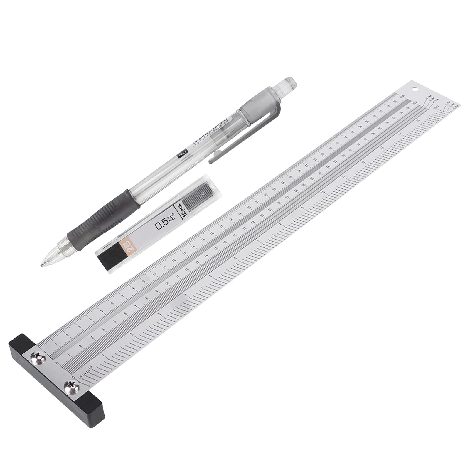 Hyuduo Clear Precision T Square Ruler, Ultra Accurate Stainless Steel Woodworking Scribing Tool For Drafting And Carpentry 16 Inch Layout Measuring Gauge