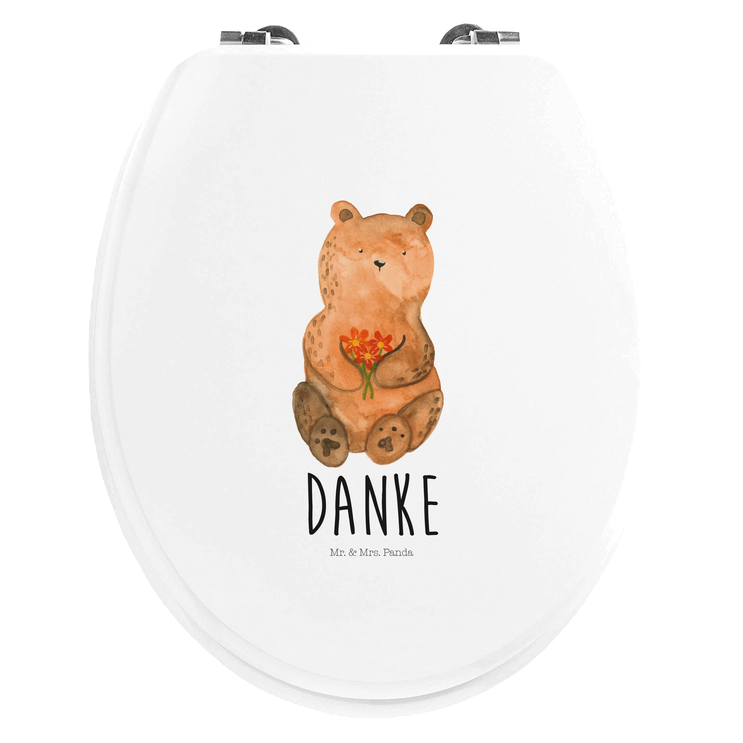 Mr. & Mrs. Panda WC Sitz Teddybär – Verspielter Toilettendeckel Aus Bambus, 43x37x5 Cm