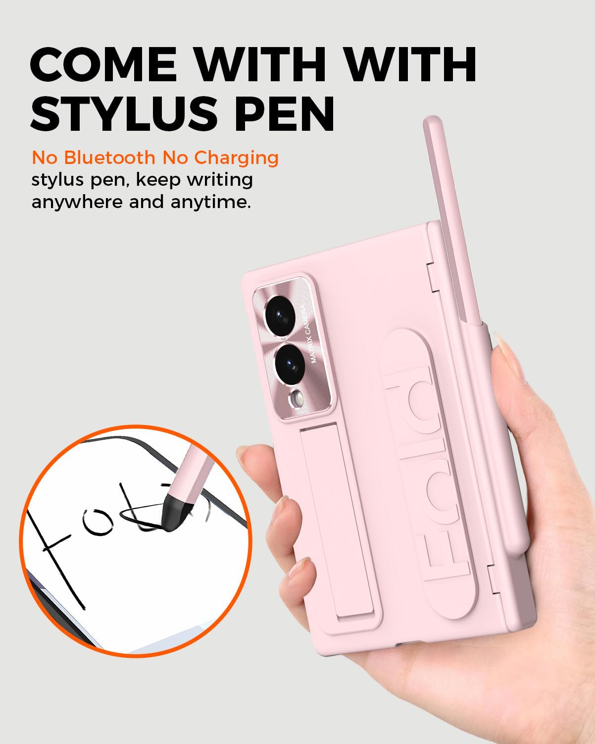 NINKI Funda femenina para Samsung Galaxy Z Fold 8 con correa, bolígrafo S y protector de bisagra con soporte para lápiz capacitivo integrado, funda delgada a prueba de golpes con protector de pantalla