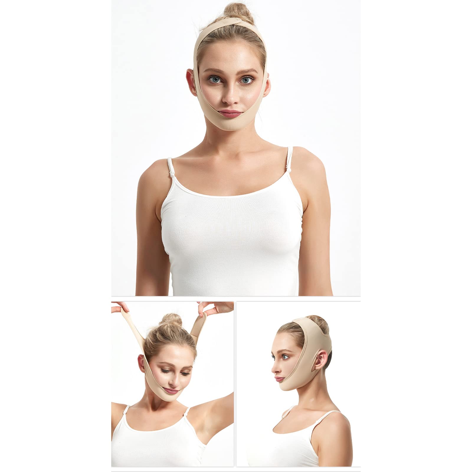 Fascia per doppio mento avanzata V-Line per dimagrimento viso per uomo e donna, fasciatura rassodante e rassodante per il viso, con carne, XS