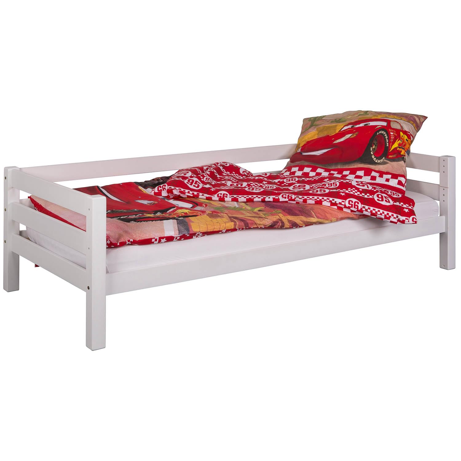 Staboos Hochbett Leni 90x200 Massivholz Kernbuche, Weiß Wasserlack