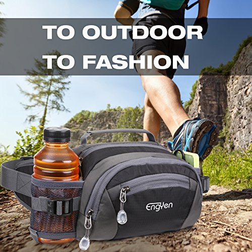 Engyen Fanny Pack Waist Bag For Women Men, Running Packs Gear With Phone Water Bottle Holder Adjustable Belt, For Travel Workout Hiking, Carrying Iphone Money, Multi Colors… (Black) #TOP6