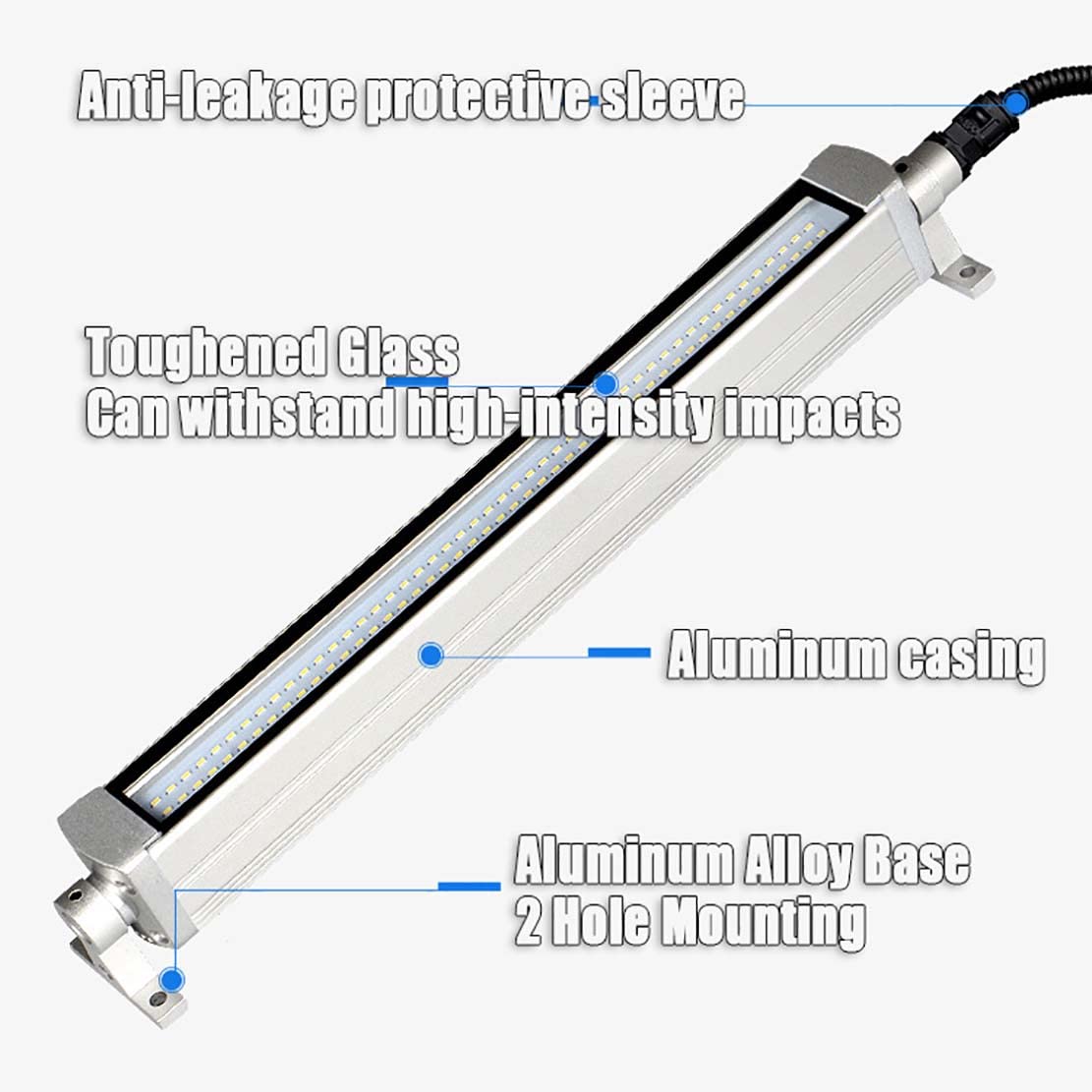 AC24-36V Przemysłowa lampa LED Tube IP68 Wodoodporna lampa robocza, przeciwwybuchowe oświetlenie sprzętu z podstawą obrotową 360°, do oświetlenia przemysłowego (rozmiar: 6 W)